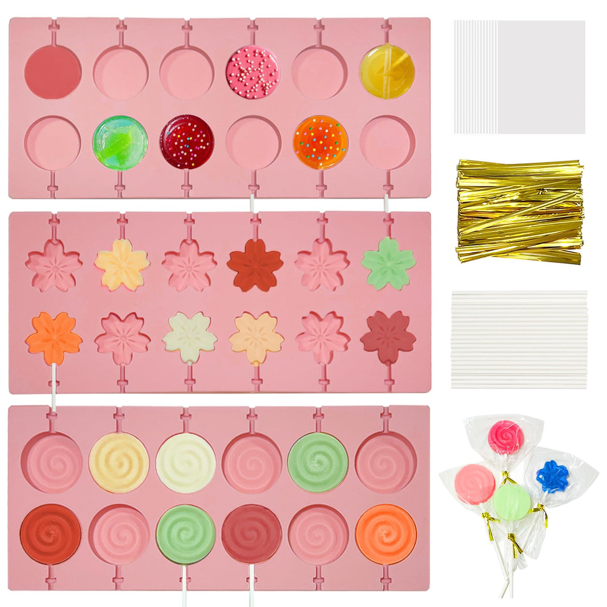 CHELIZIYA lollipop mold sakura shape with pink silicone for cute party sweets