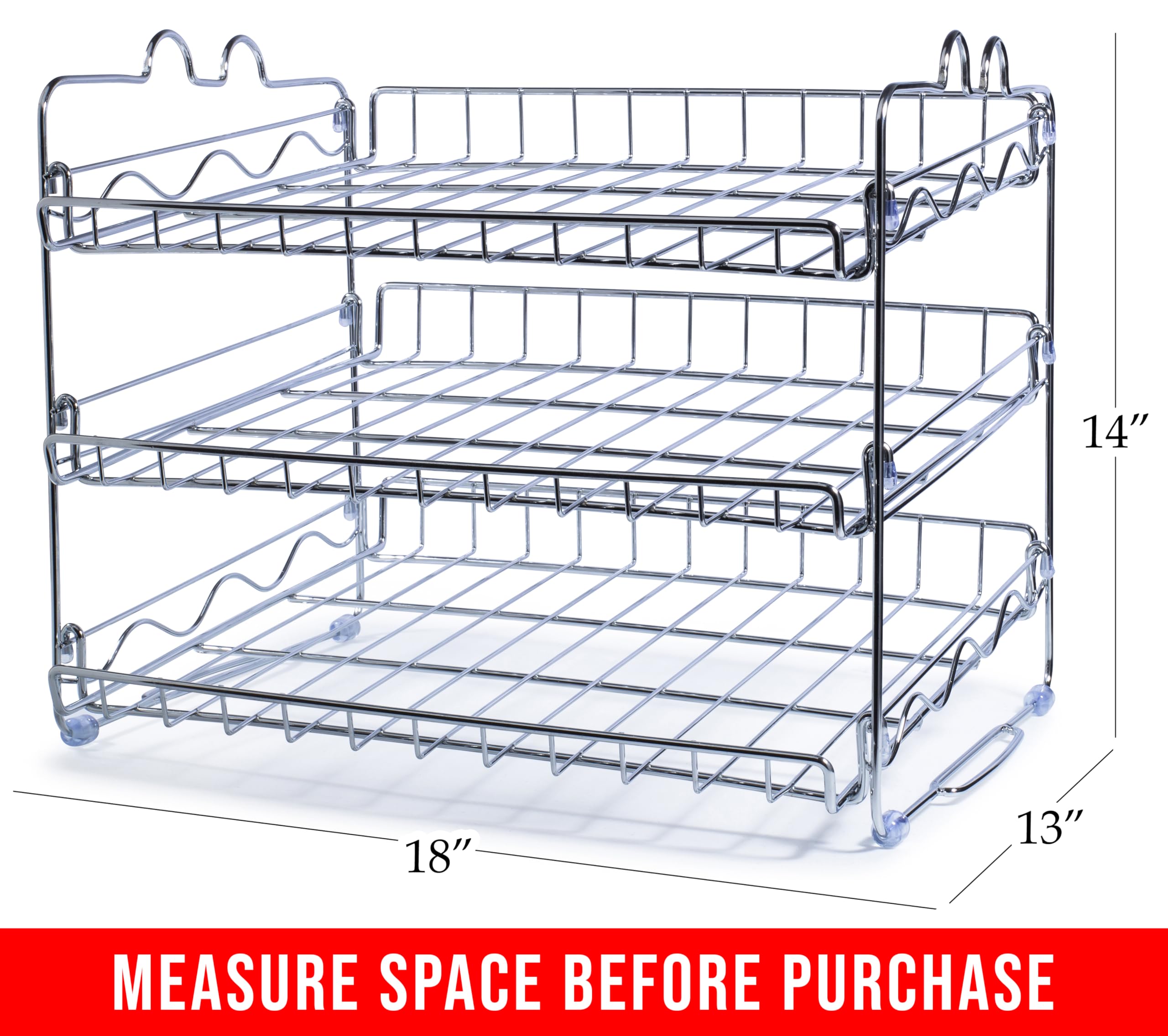 Che'mar chrome rack with sturdy storage for varied can sizes