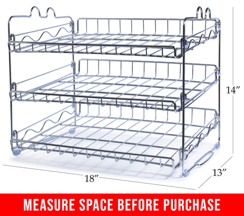 Che'mar chrome rack with sturdy storage for varied can sizes