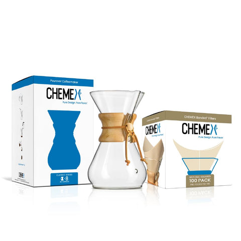 Chemex 8-cup classic-series bundle shown for at-home pour-over brewing with consistent results