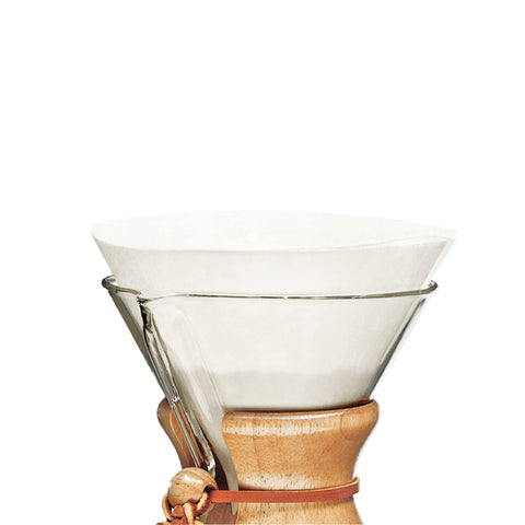 Chemex Bonded Filter Circle packaging closeup with exclusive 100-count box.