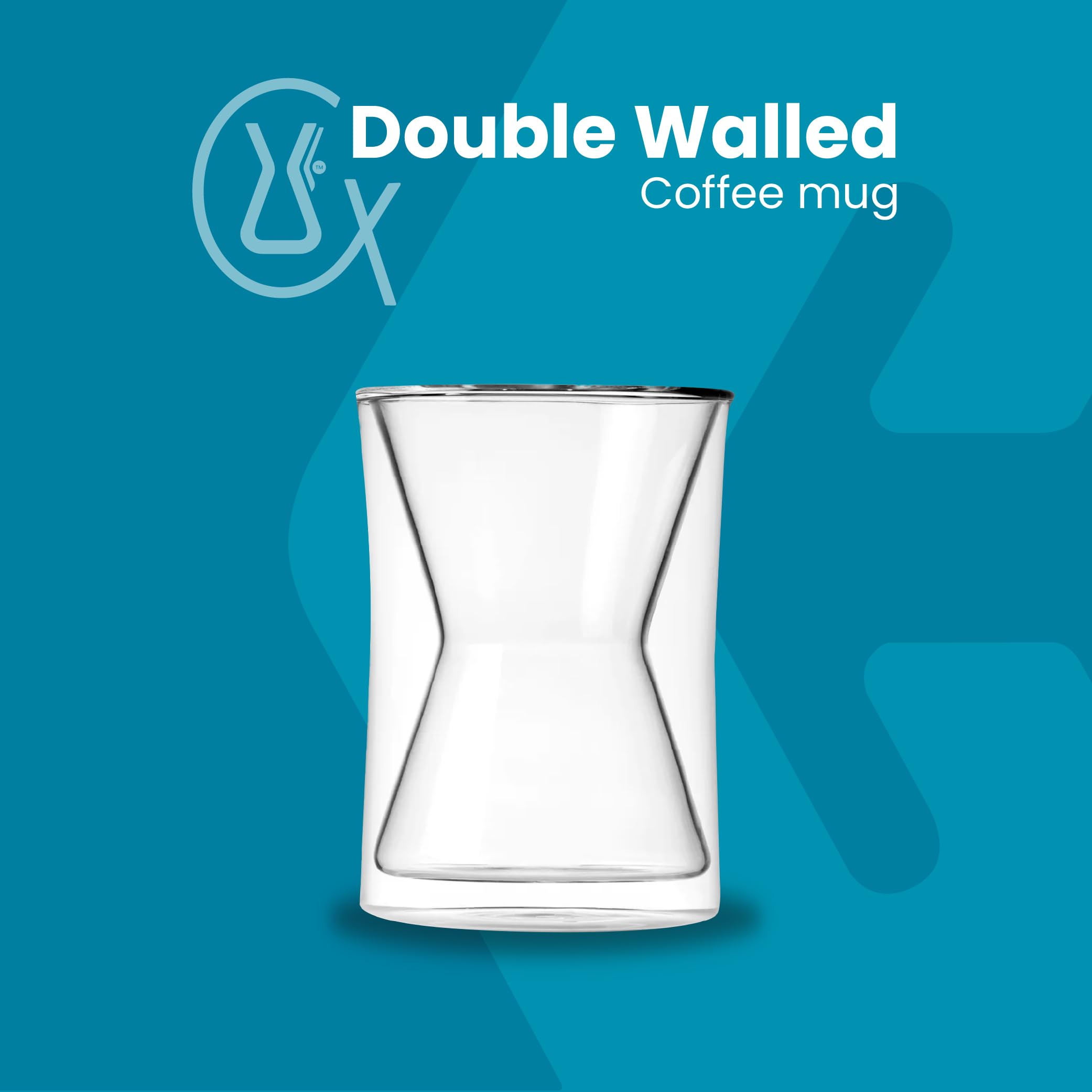 Chemex double-walled mug close-up reveals layered insulation enhancing heat retention.