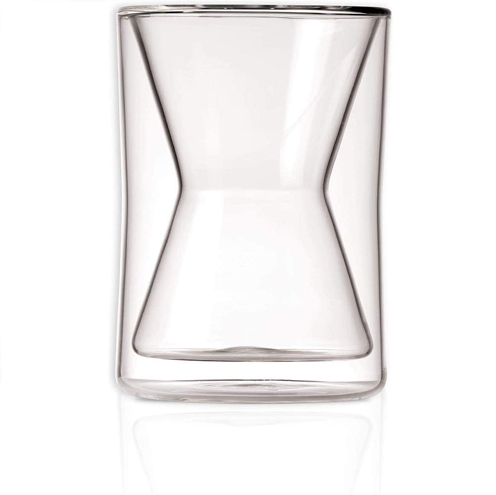 Chemex double-walled mug on white background shows sleek insulation for hotter drinks and cooler handling.