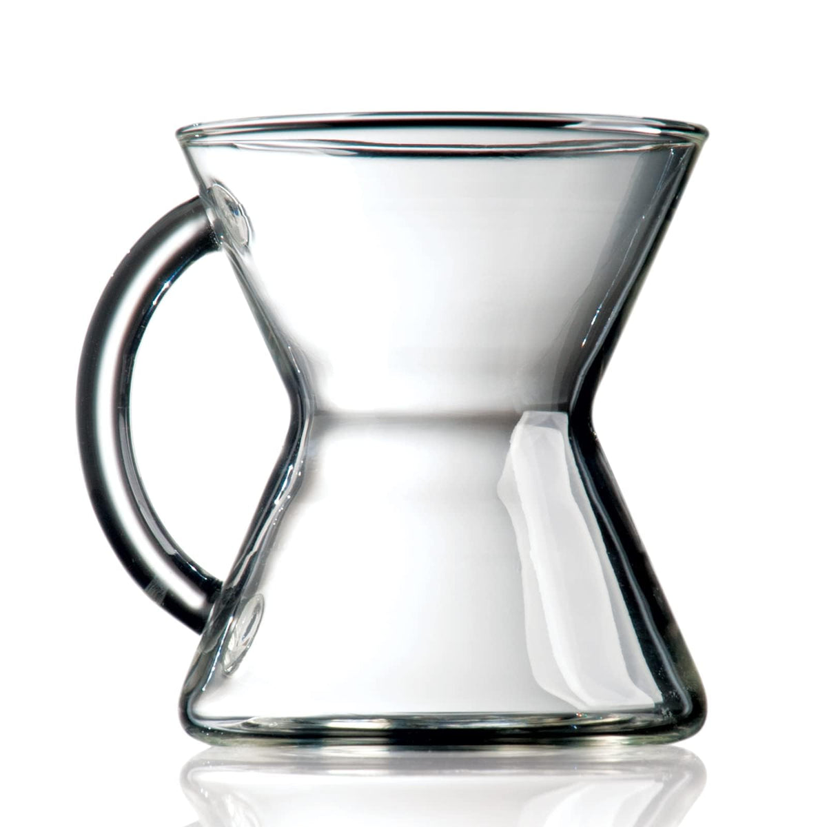 Chemex hand-blown glass mug front view, 10 oz, elegant everyday coffee vessel.