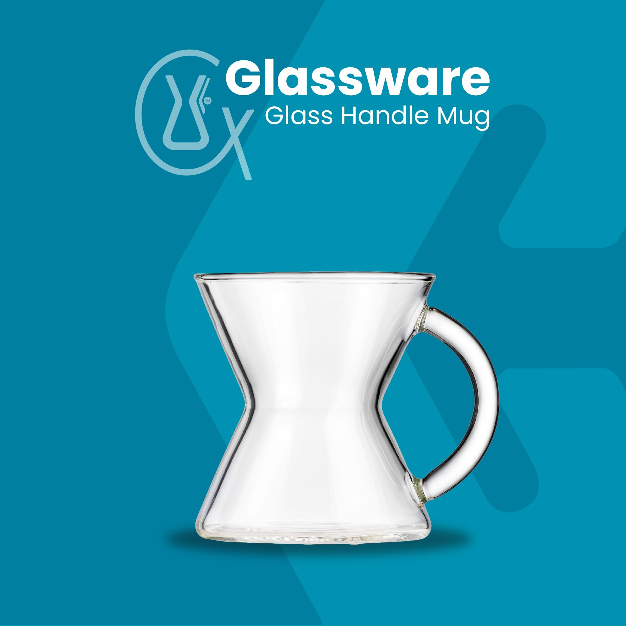 Chemex hourglass shape with crescent handle for comfortable grip and stylish presentation.