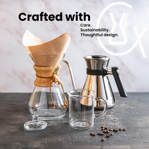 Chemex 5 oz cup markings ensure consistent measurements for repeatable brews.