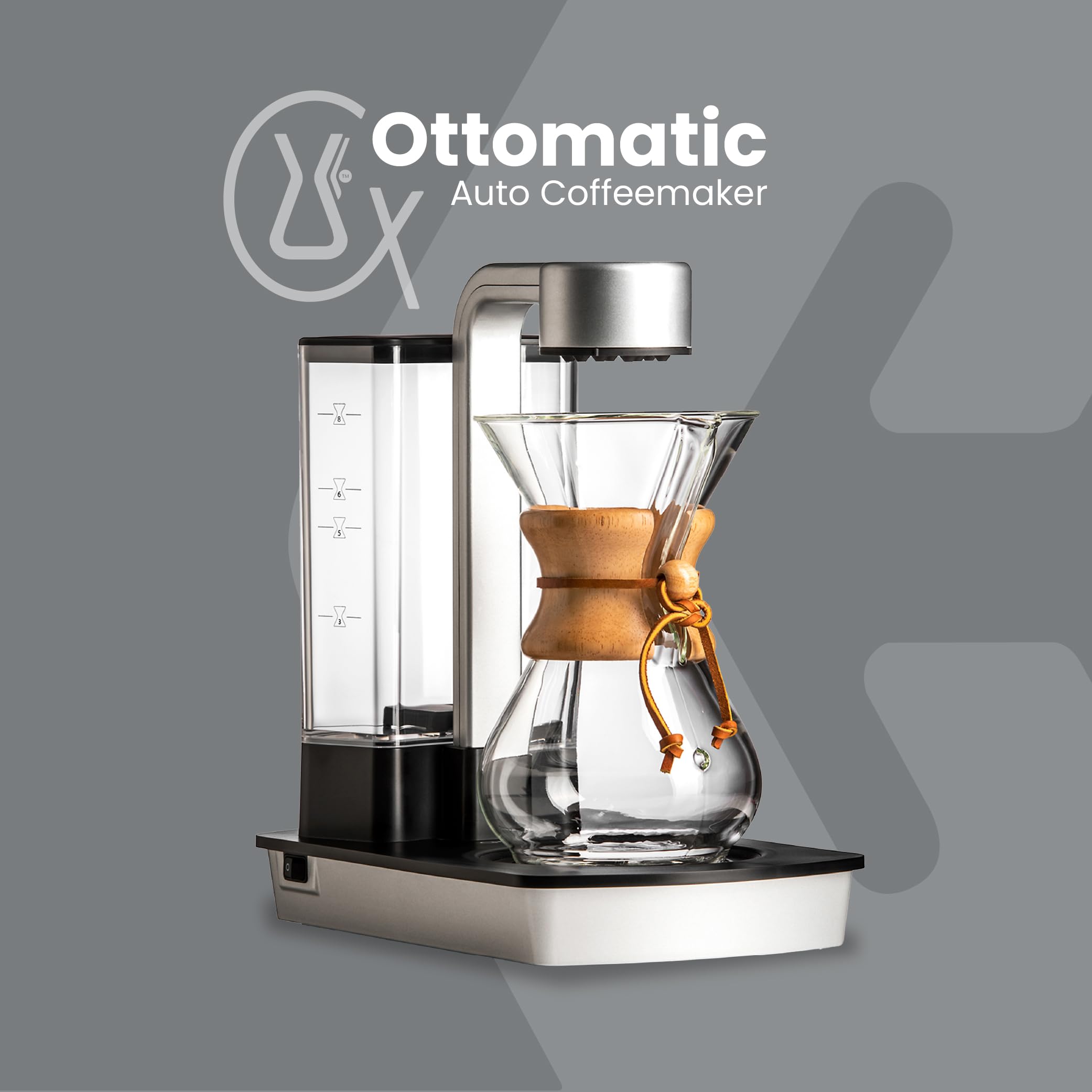 Chemex Ottomatic 6-cup coffeemaker demonstrates convenient, consistent hot and iced brewing.