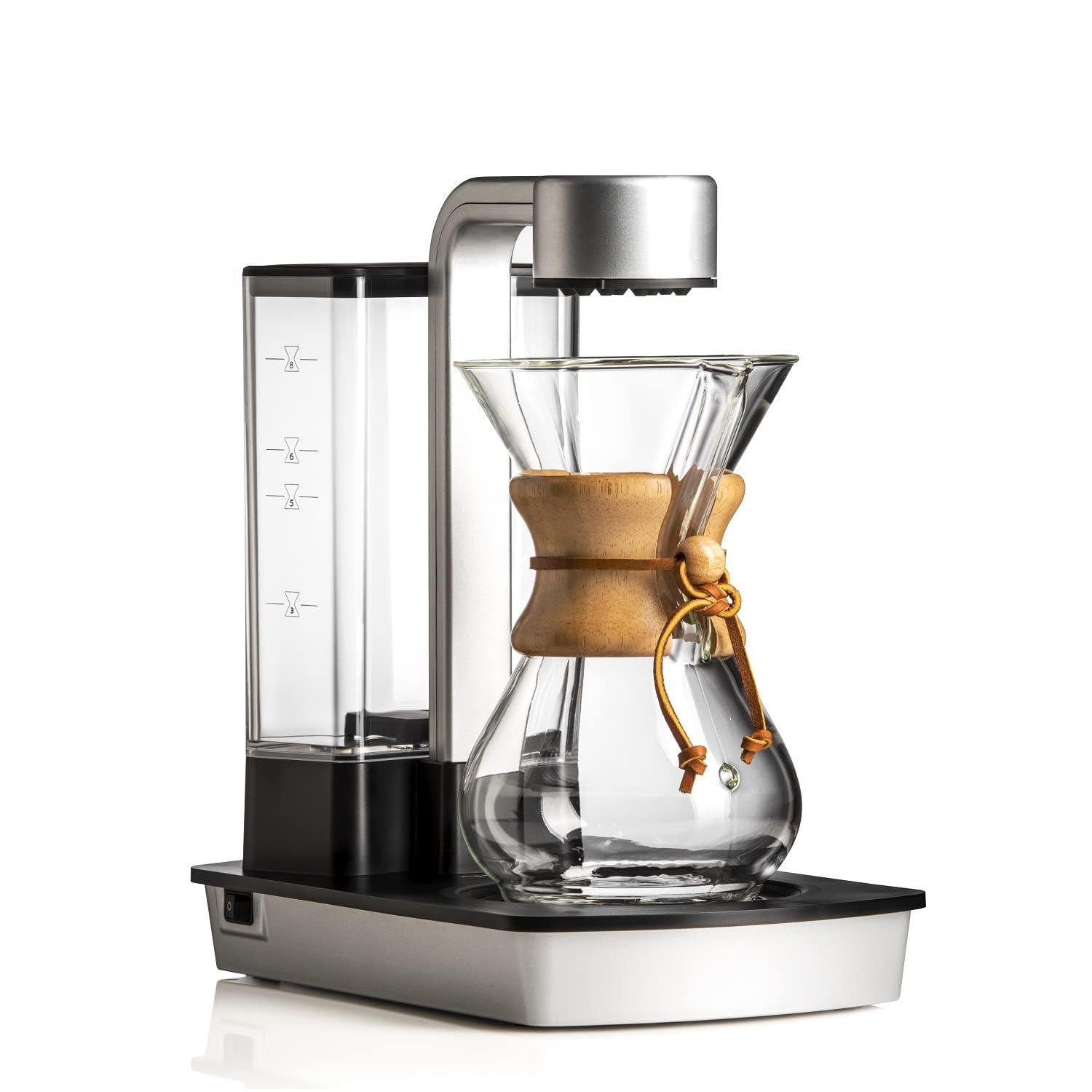 Chemex Ottomatic coffeemaker setup in a modern kitchen highlights sleek, timeless design.