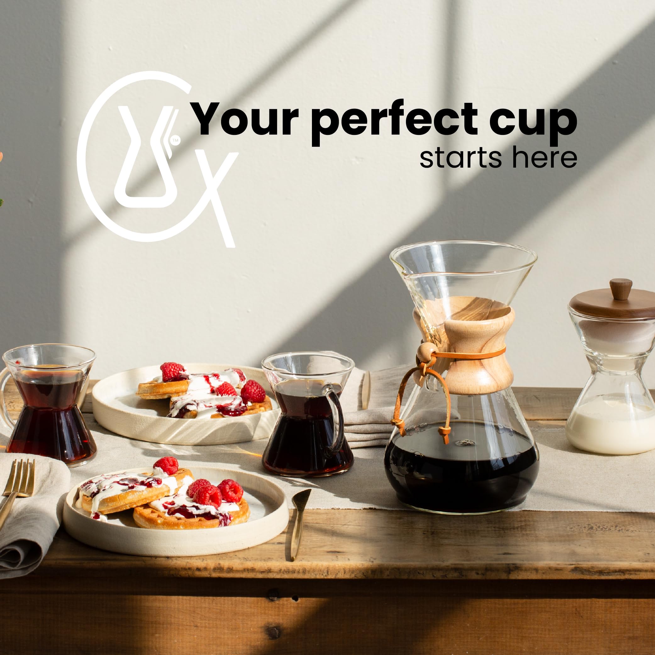 Chemex 3-cup model fits your everyday coffee routine on the counter.