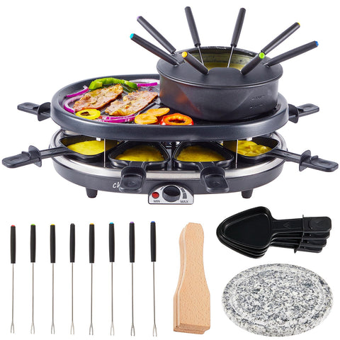 CHENDY electric fondue pot set package shown with full 3-in-1 system for gatherings