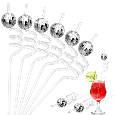 CHENGU 24-sets disco ball straw for retro party decor and sparkling drinks