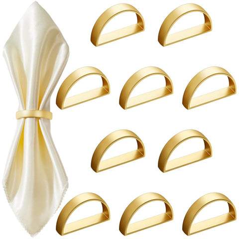 CHENGU 40-piece matte gold semicircle napkin rings for elegant table settings.