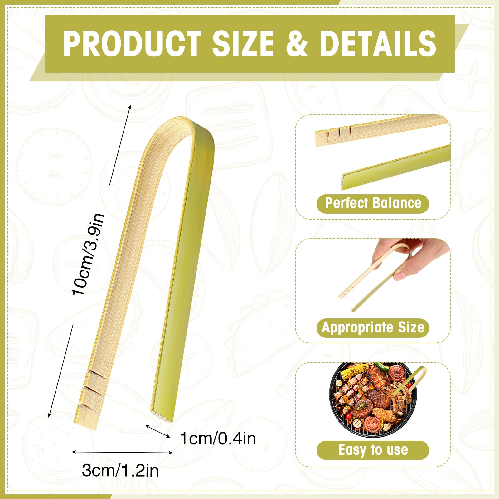 CHENGU bamboo tongs for catering, 240pcs for buffets.