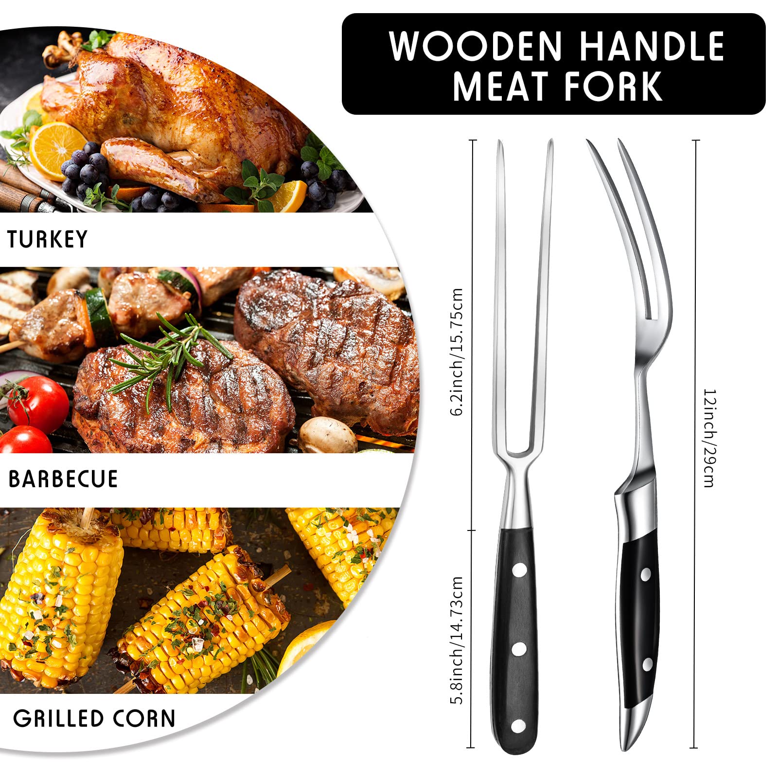 CHENGU barbecue meat fork with stainless head for durable grilling.