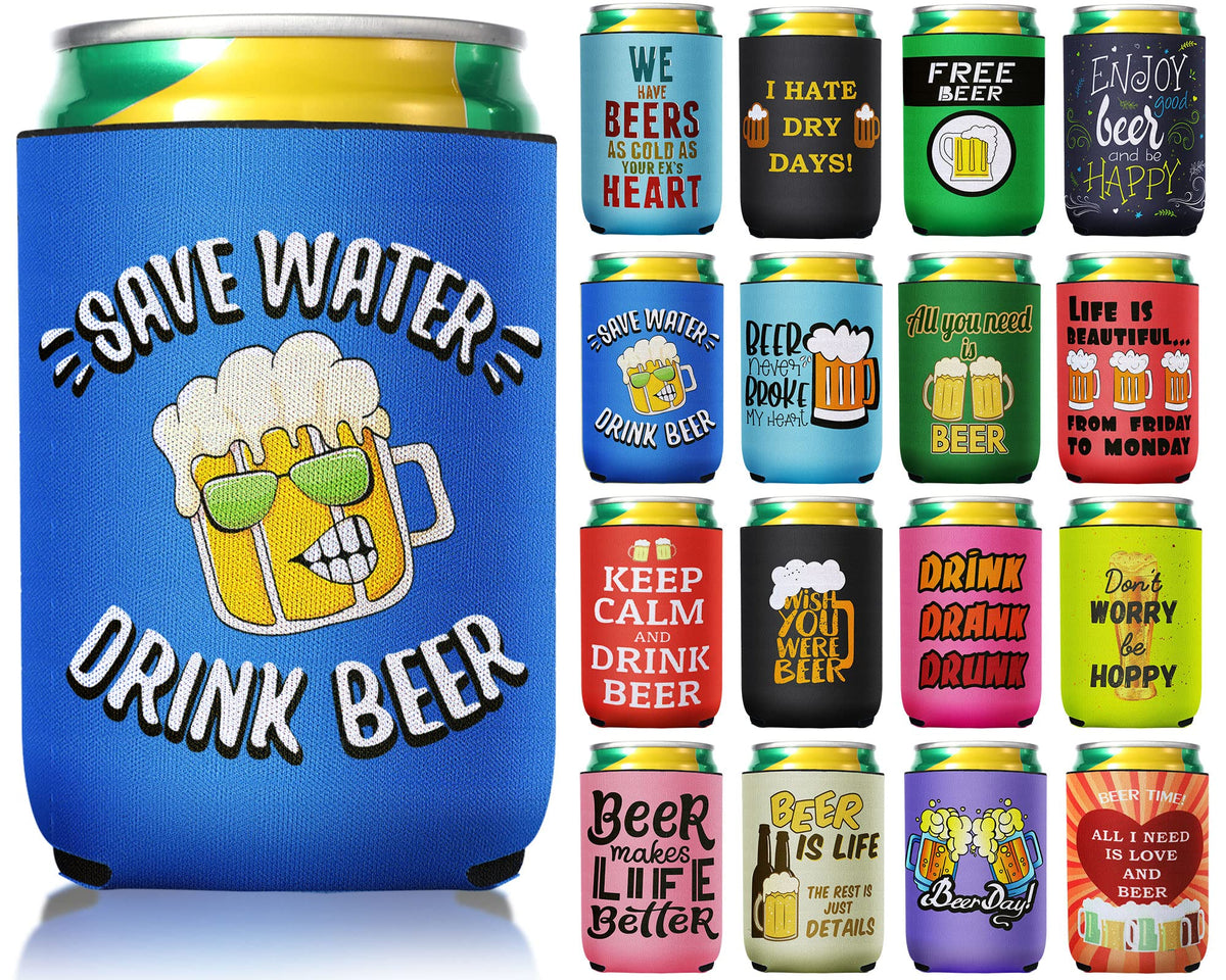 CHENGU beer sleeves display 16 styles for outdoor gatherings and colorful drinks