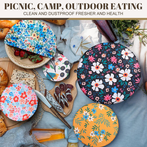 CHENGU patterned fabric lids brighten the kitchen while preserving leftovers.
