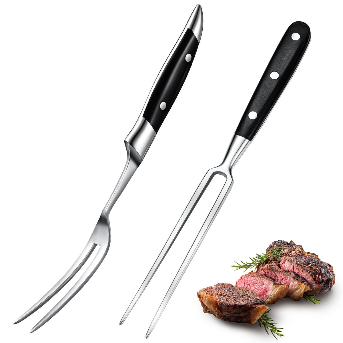 CHENGU carving fork 12inch with wood handle for precise meat carving and serving.
