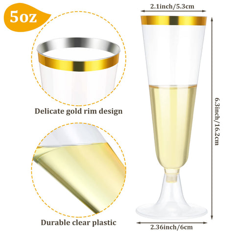 CHENGU gold plastic champagne flute highlights 5 oz capacity for stylish toasts