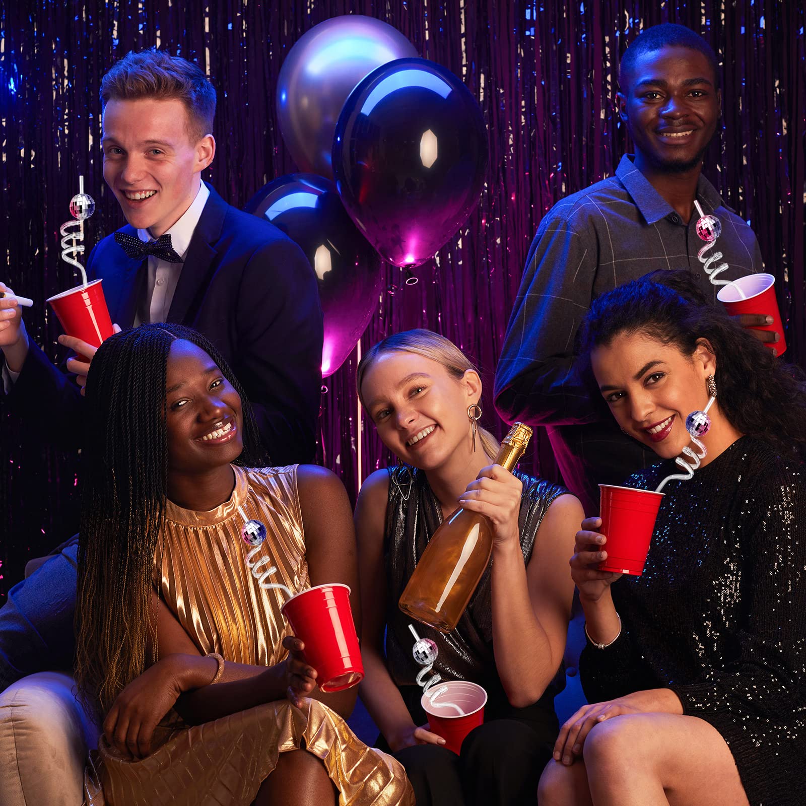 CHENGU ready-to-use disco ball straws for festive gatherings