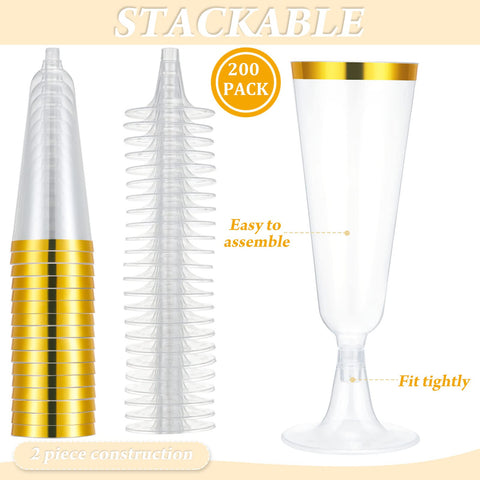 CHENGU disposable champagne flutes provide glass-like clarity with break resistance