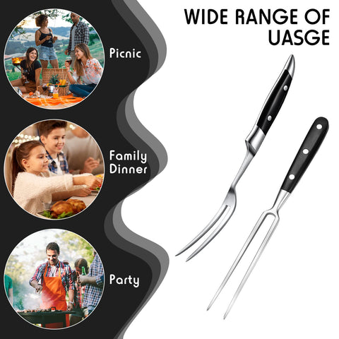 CHENGU durable stainless steel carving fork ready for family barbecues.