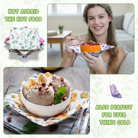 Chengu floral bowl cozy purple offers heat-safe grip for bowls.