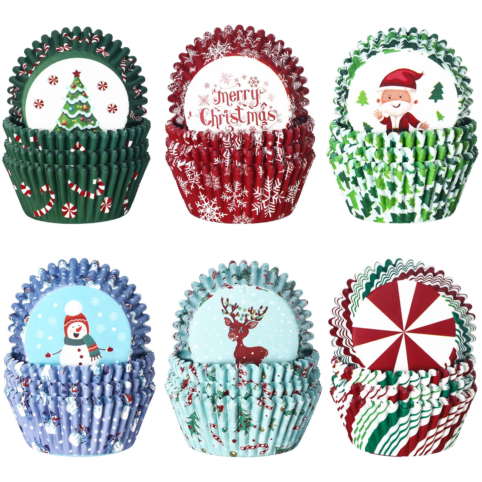 CHENGU Santa Claus cupcake liners add festive charm to holiday baking.