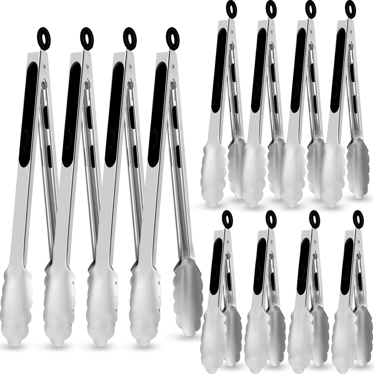 Chengu 7-inch stainless steel tongs for precise flipping and serving.