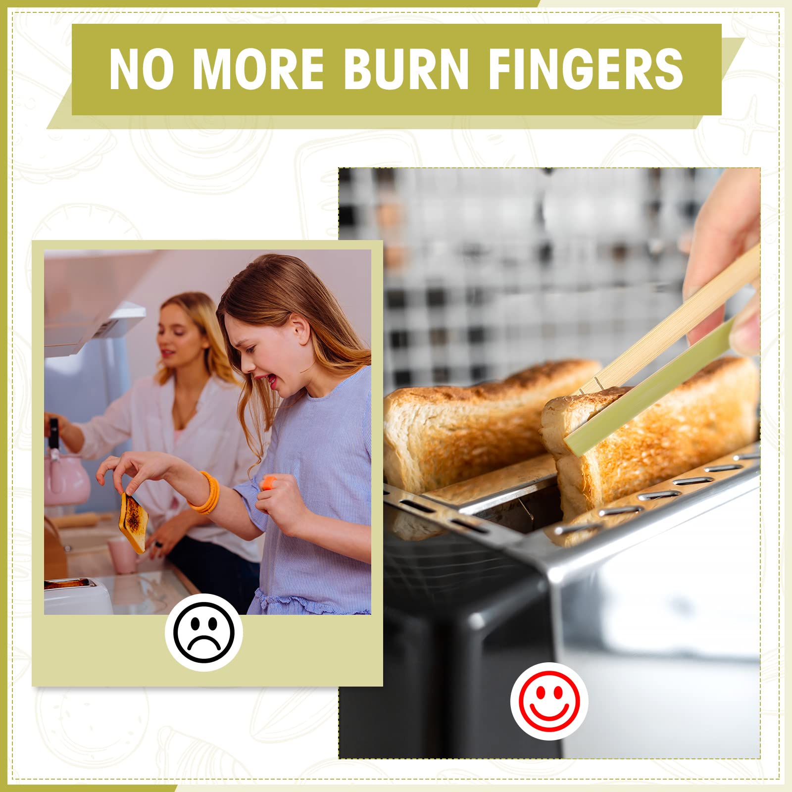 CHENGU wooden tongs ideal for vegetables and fruits.