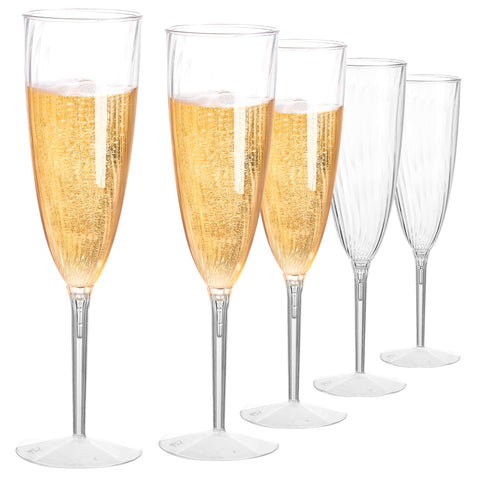 Cheoshyo 18-pack 6 oz plastic champagne flutes for safe toasts