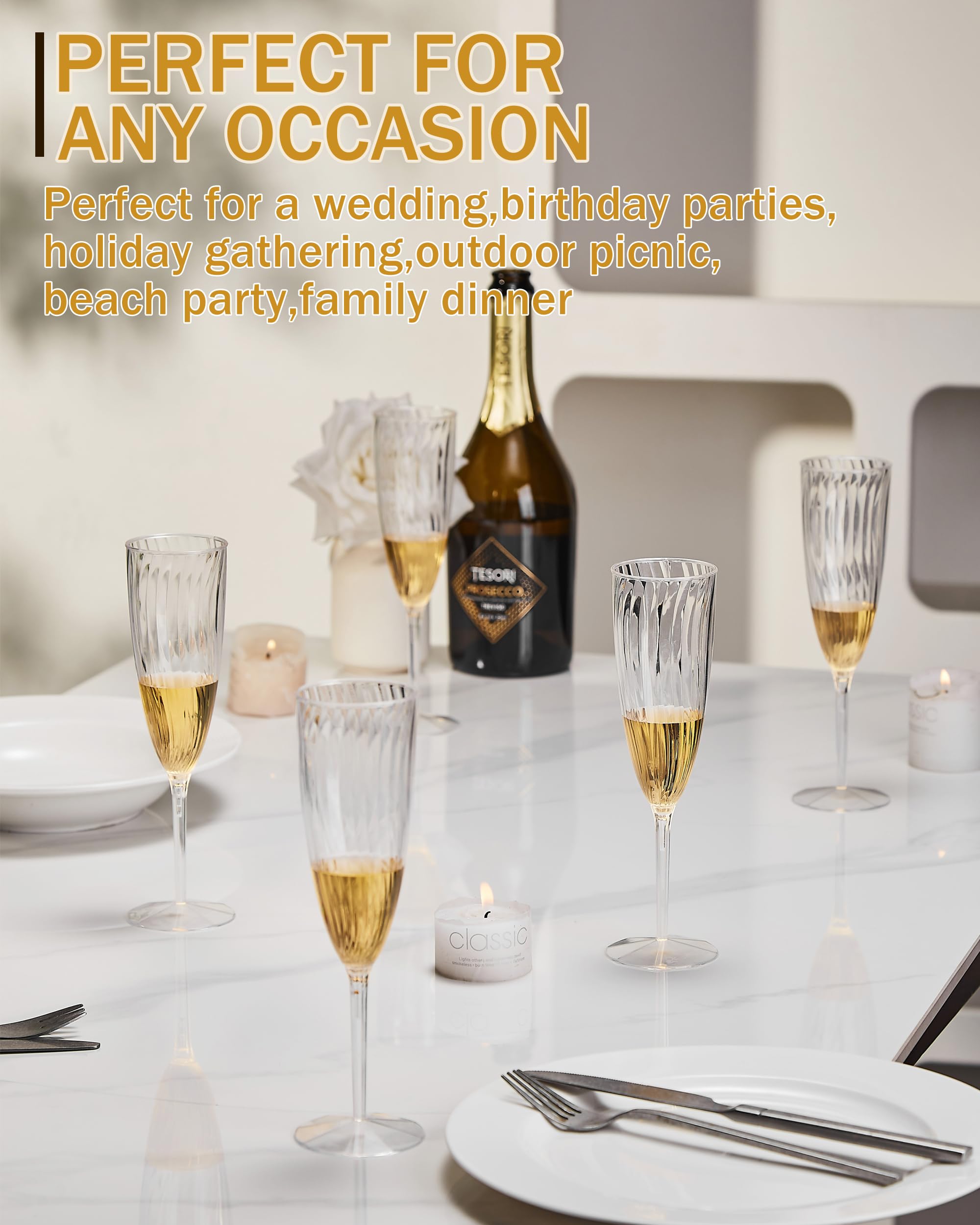 Cheoshyo no-assembly champagne flutes designed for quick setup