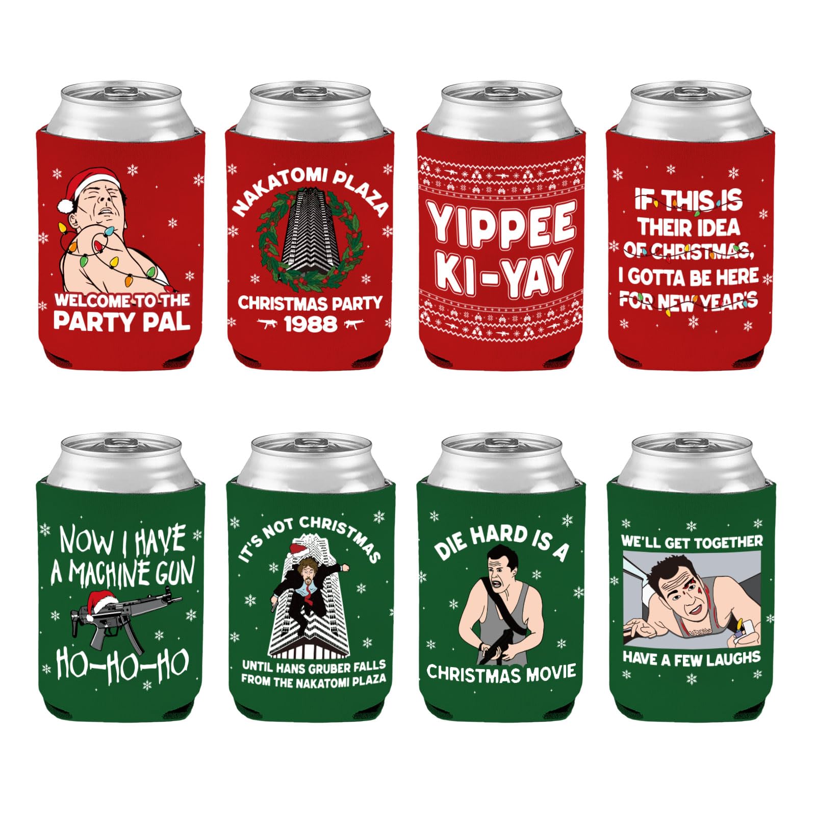 Cheroloven Die Hard can cooler sleeve featuring Nakatomi Plaza design keeps drinks icy cold.