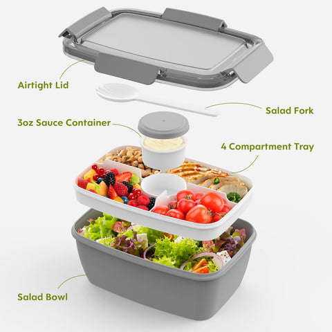 Cherrysea 2Pack 68oz salad bowl supports balanced meals for work, school, or travel
