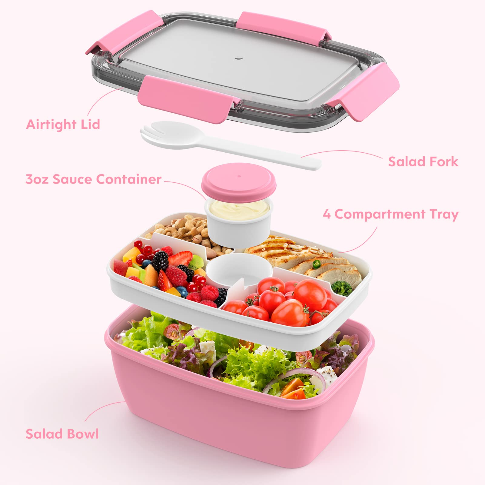 Cherrysea four-compartment design keeps foods separated to maintain flavor.