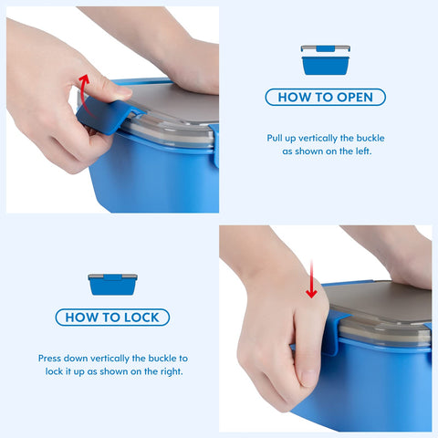 Leak-proof lid with buckles prevents spills during transport.