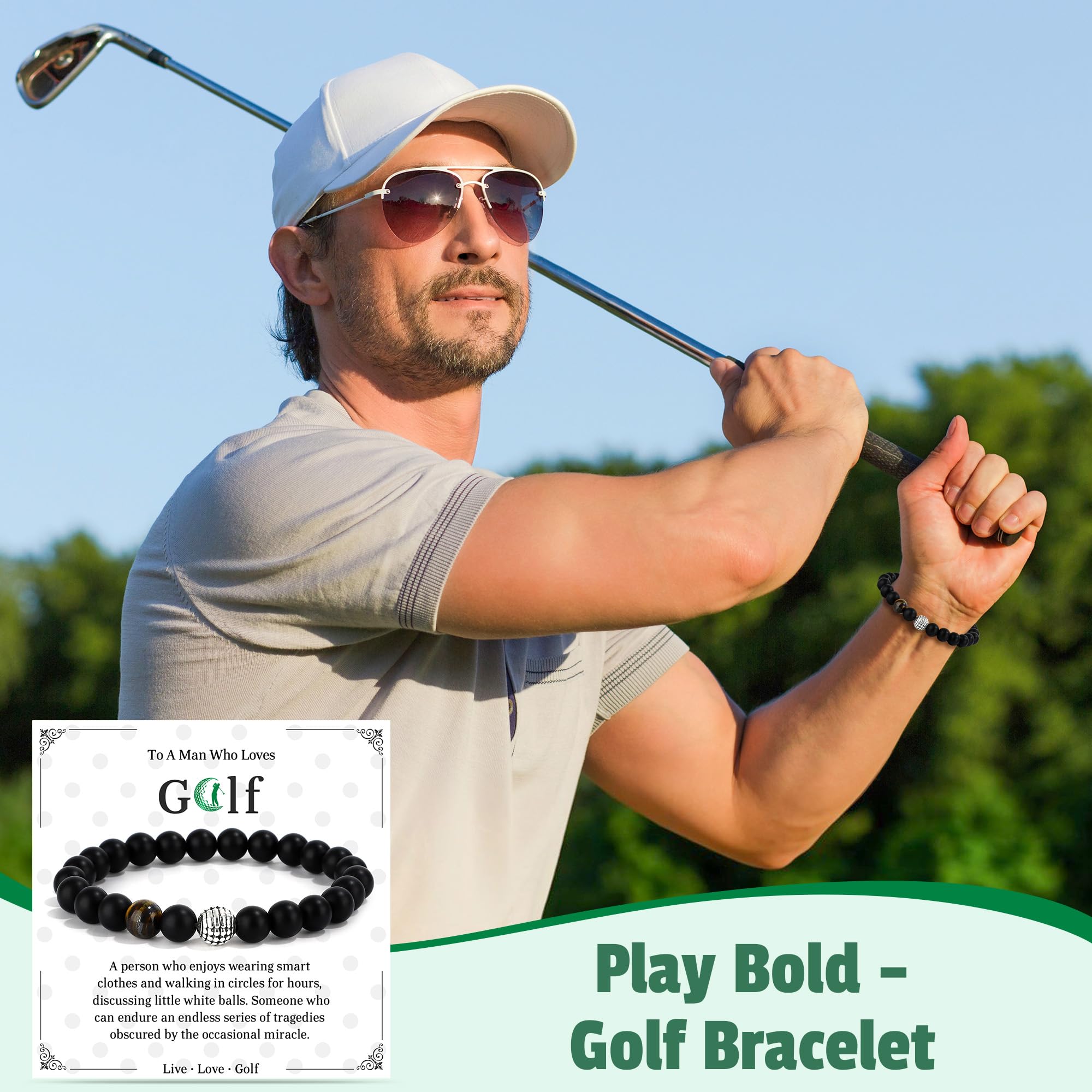 CHESACE golf keychain with ball and pole reminder for smooth swing