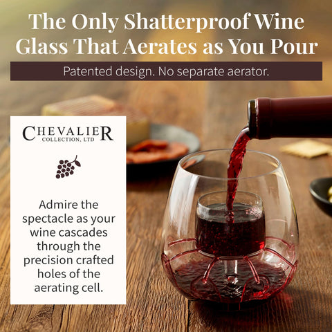 Chevalier Collection aerator in action pouring wine, enhancing aroma by poolside.