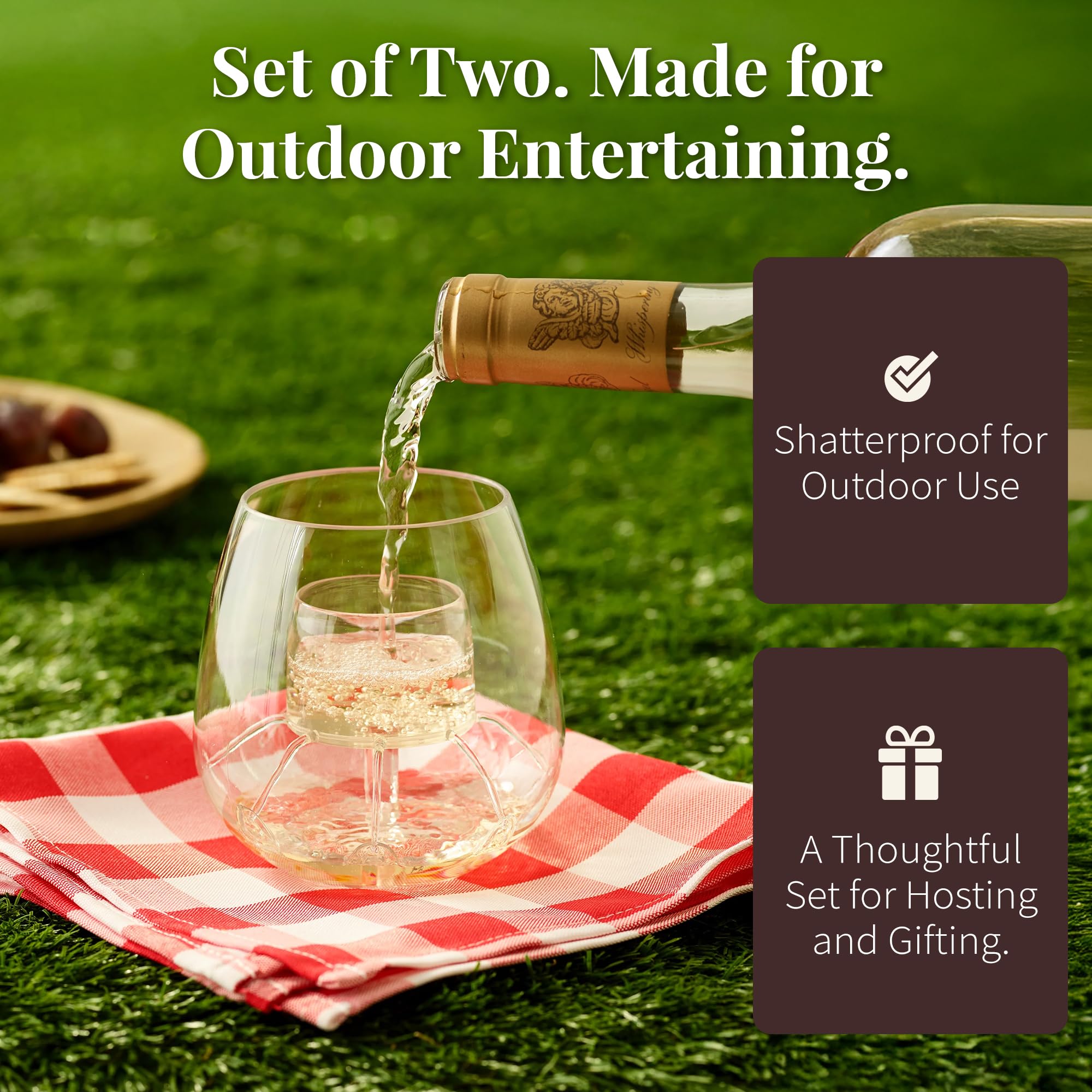 Chevalier Collection crystal-clear look with durable Tritan, elevating patio gatherings.