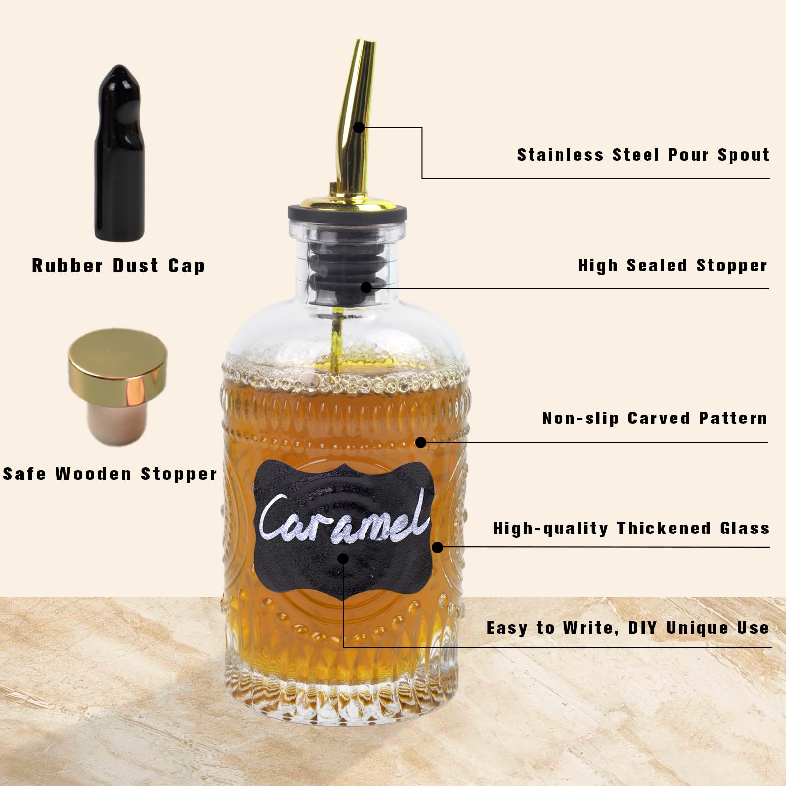 ChezMax coffee bar accessories ideal for syrup, honey, and sauces