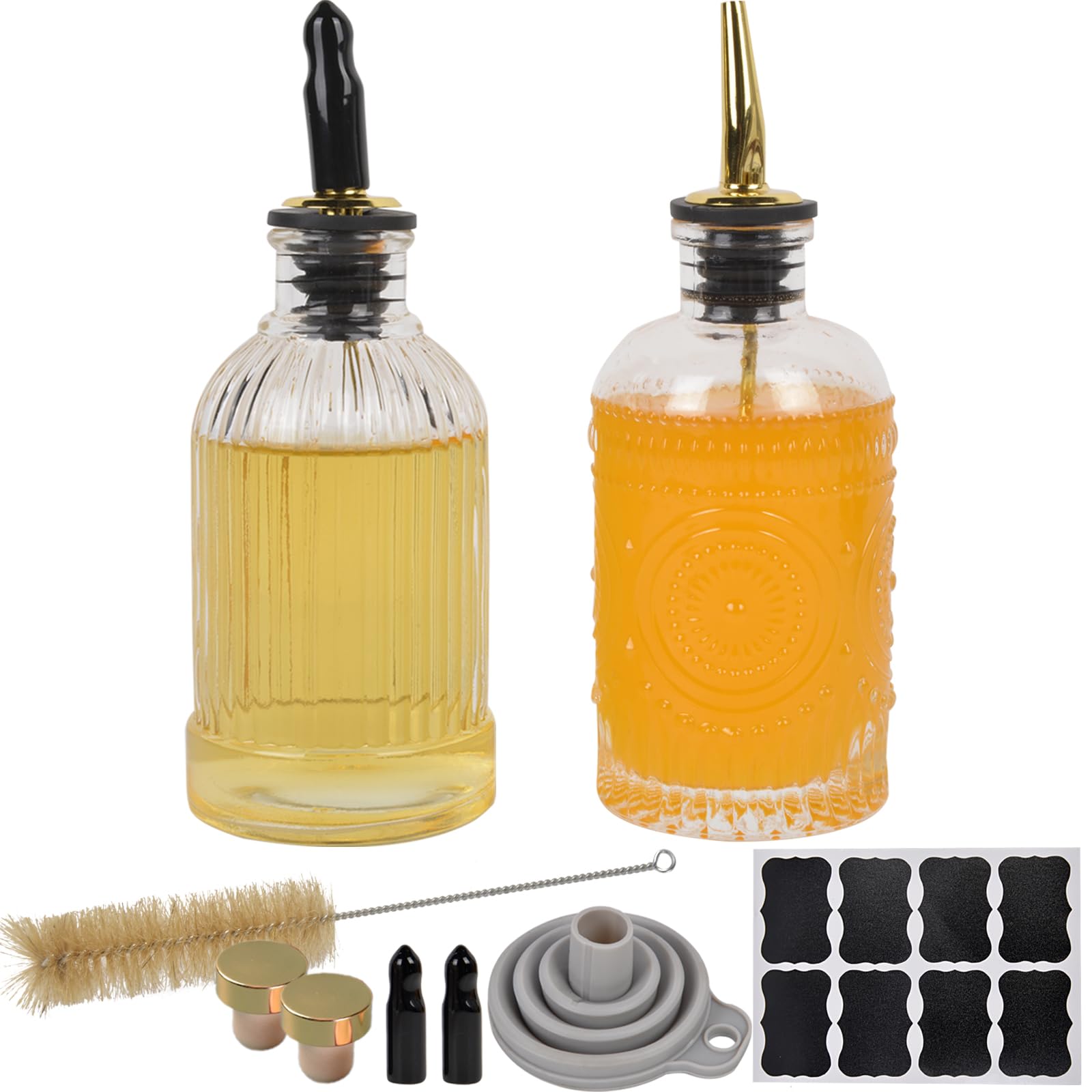 ChezMax syrup dispenser bottles with 7 oz glass for precise, mess-free pours