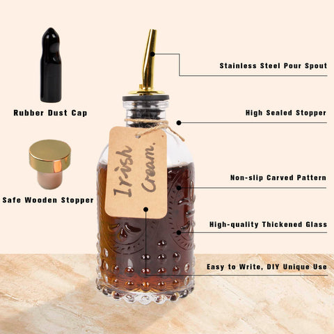 ChezMax glass bottles with wooden stoppers sealing flavors