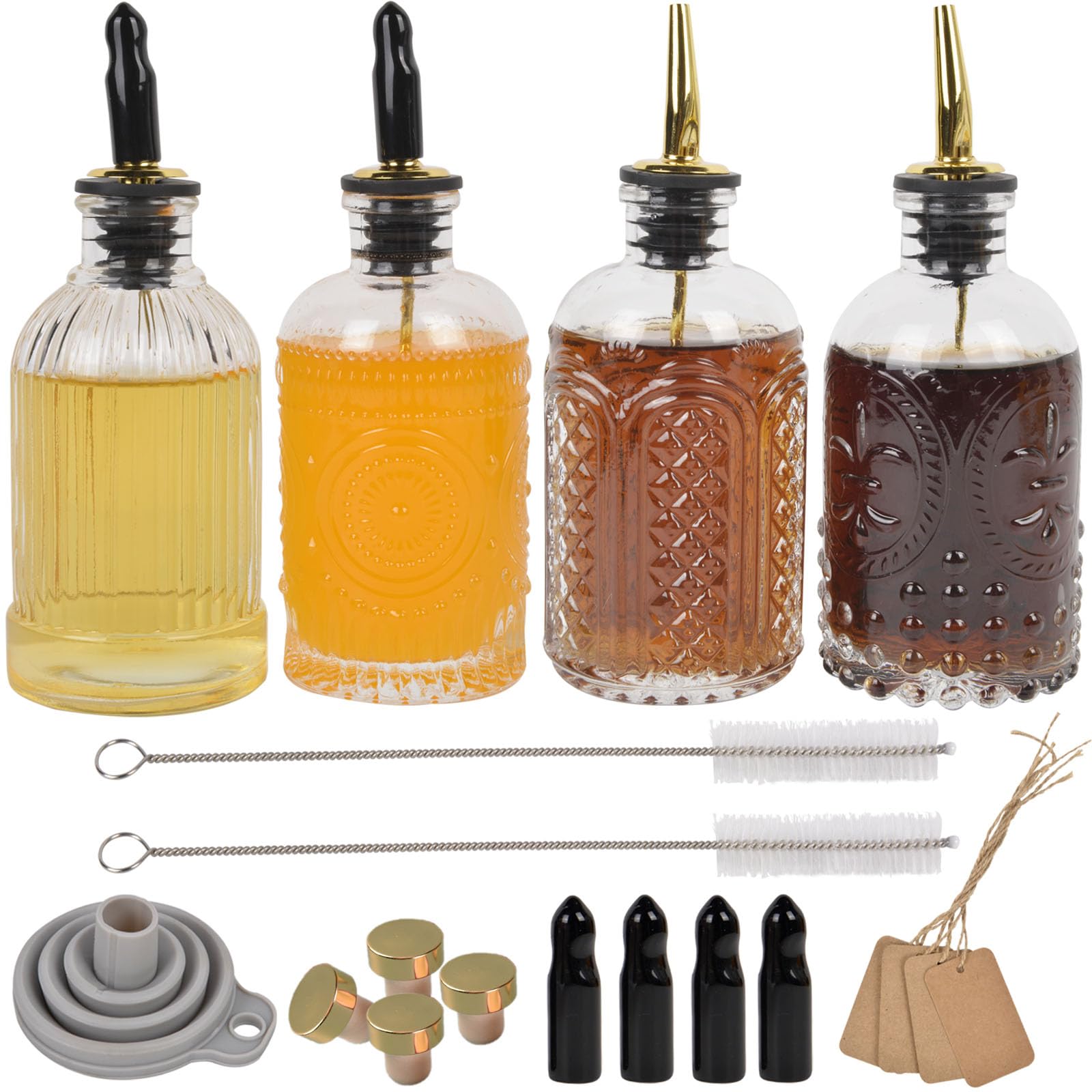 ChezMax syrup dispenser bottles set of four for organized kitchen pouring