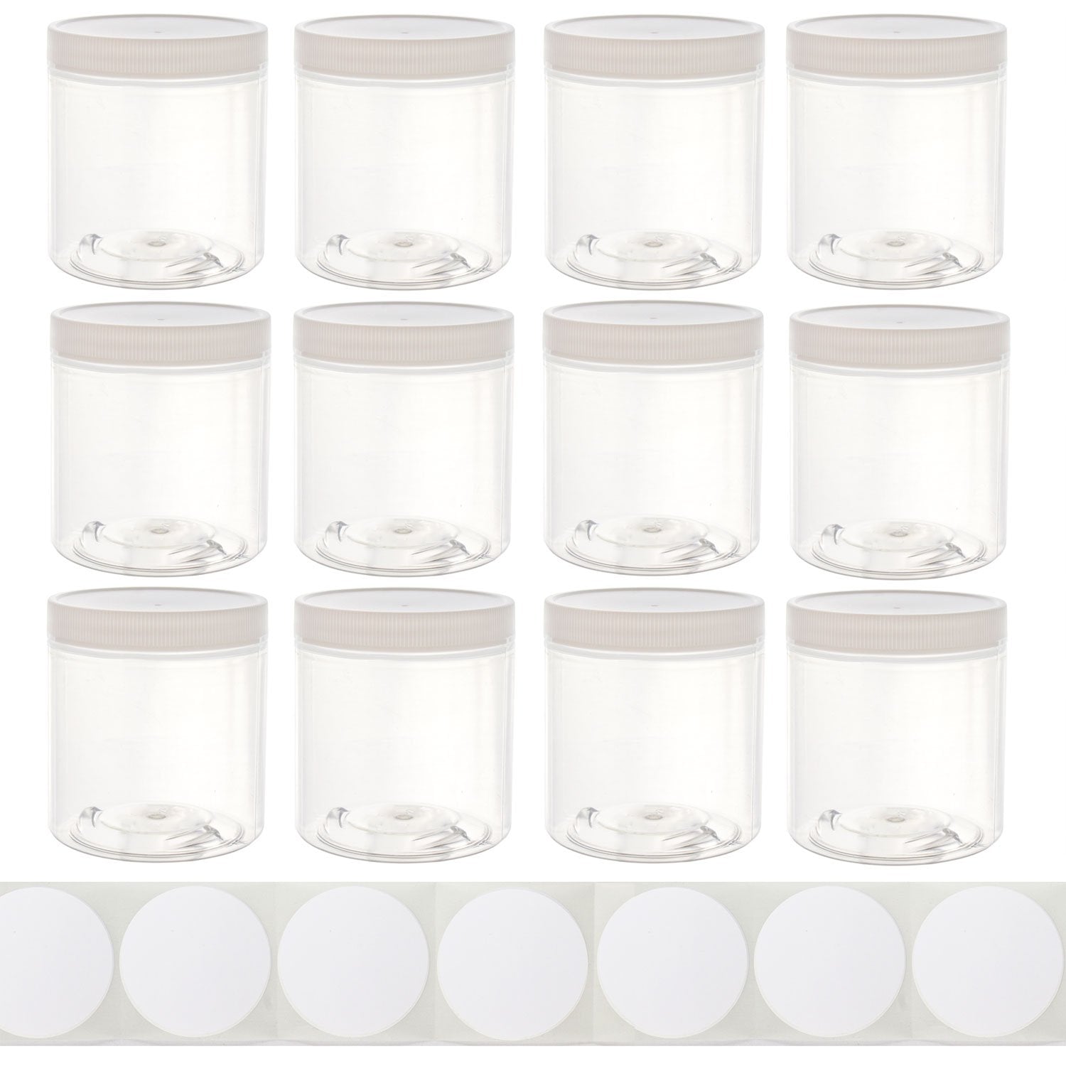 Chica and Jo 8oz wide-mouth jar pack shows clear, food-safe storage ideal for pantry organization.