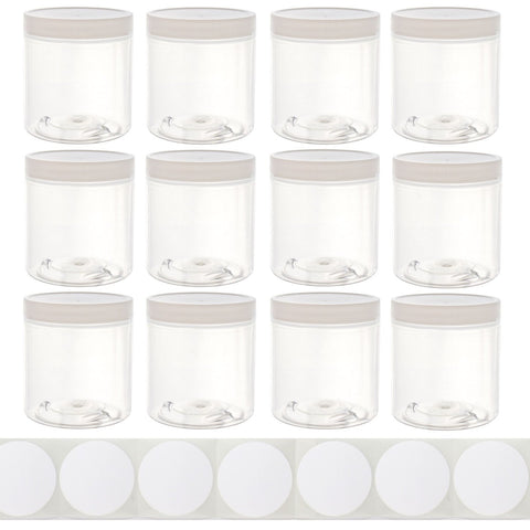 Chica and Jo 8oz wide-mouth jar pack shows clear, food-safe storage ideal for pantry organization.
