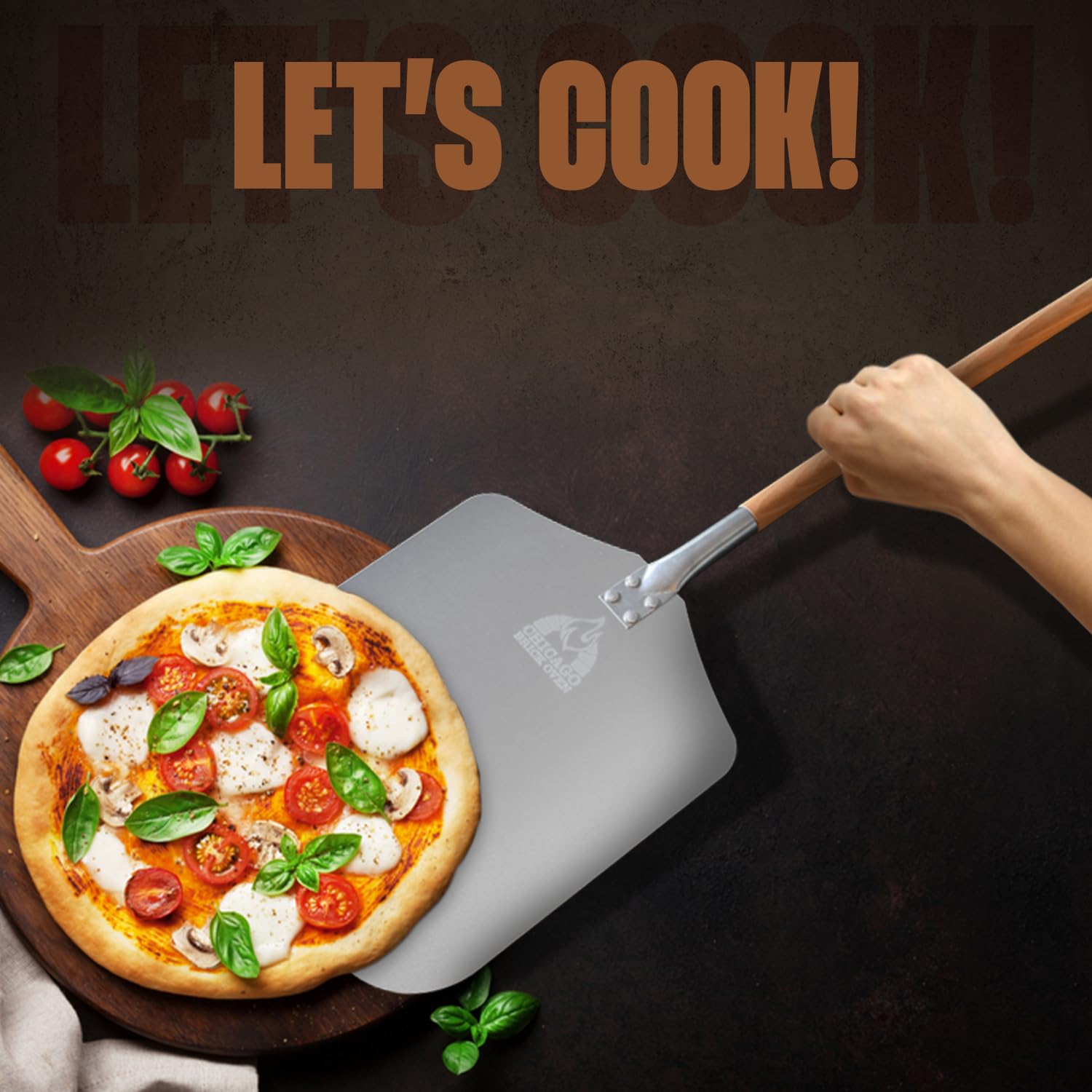 Chicago Brick Oven pizza peel suited for indoor and outdoor oven use.