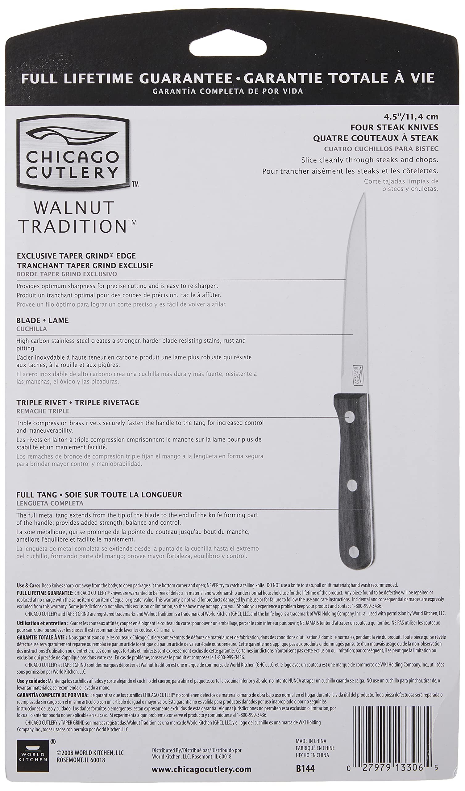 Chicago Cutlery B144 full set arranged for a steak night at the table.