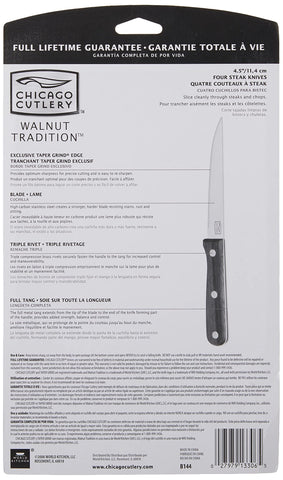 Chicago Cutlery B144 full set arranged for a steak night at the table.
