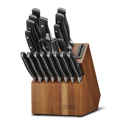 Chicago Cutlery Insignia acacia block with built in sharpener for easy maintenance