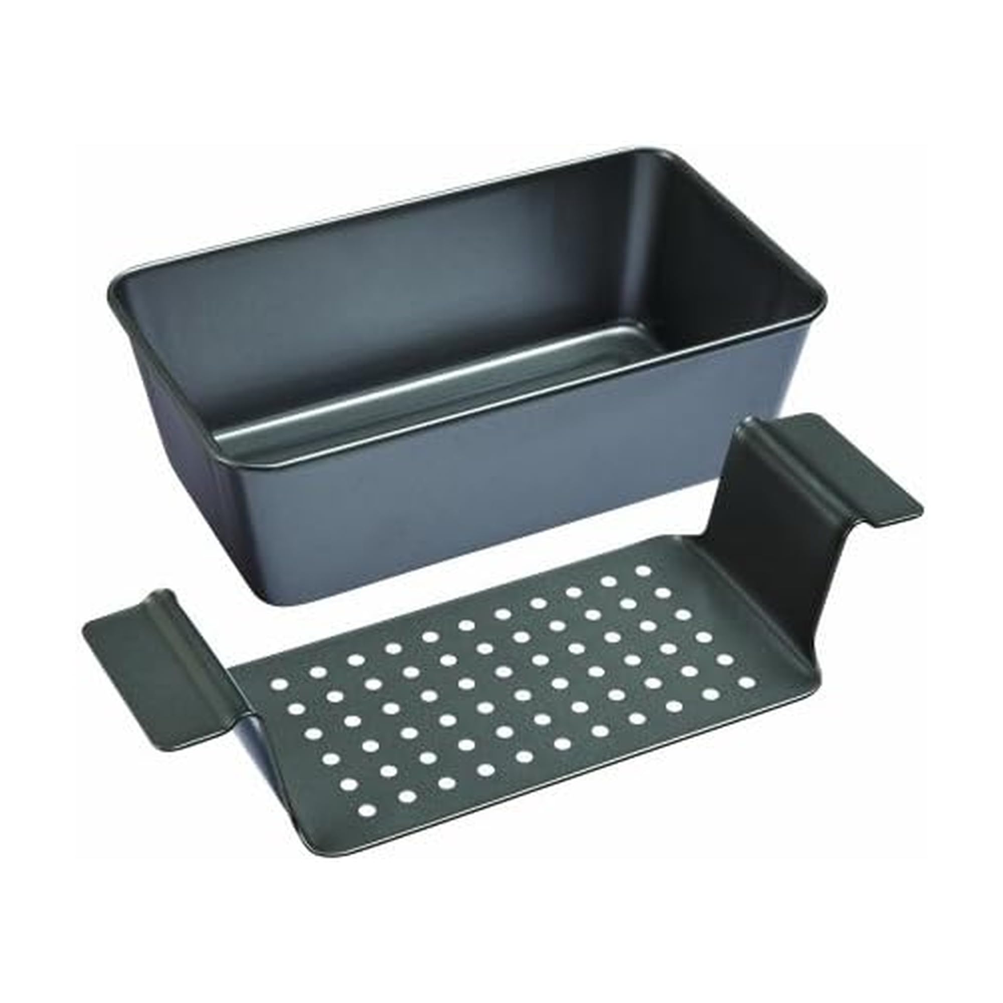 Chicago Metallic draining insert improves fat drainage for healthier meatloaf baking.