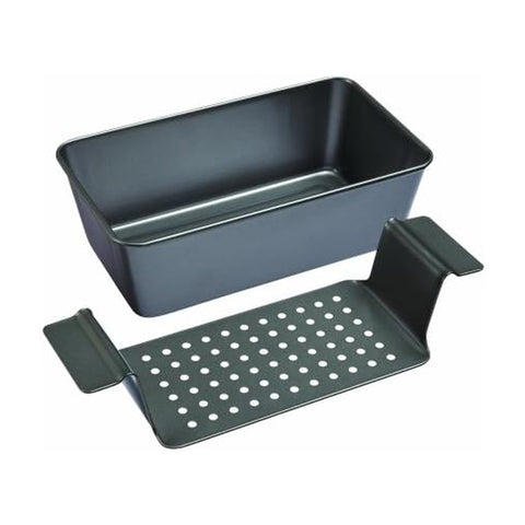 Chicago Metallic draining insert improves fat drainage for healthier meatloaf baking.